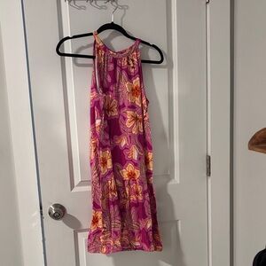LOFT Pink Floral Midi Dress